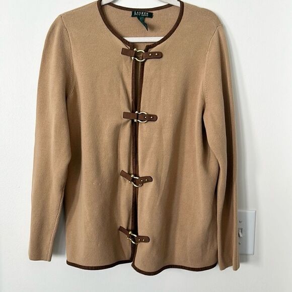 Ralph Lauren Tan Cardigan Sweater 1X - Picture 1 of 7